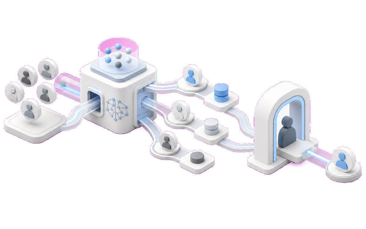 Isometric illustration for AI real estate lead qualification without losing the human relationship