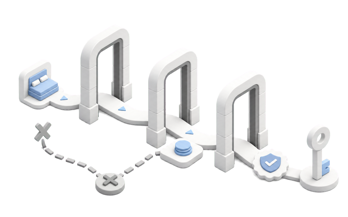 Isometric illustration for Hotel booking engine optimization: reduce abandonment without discounting
