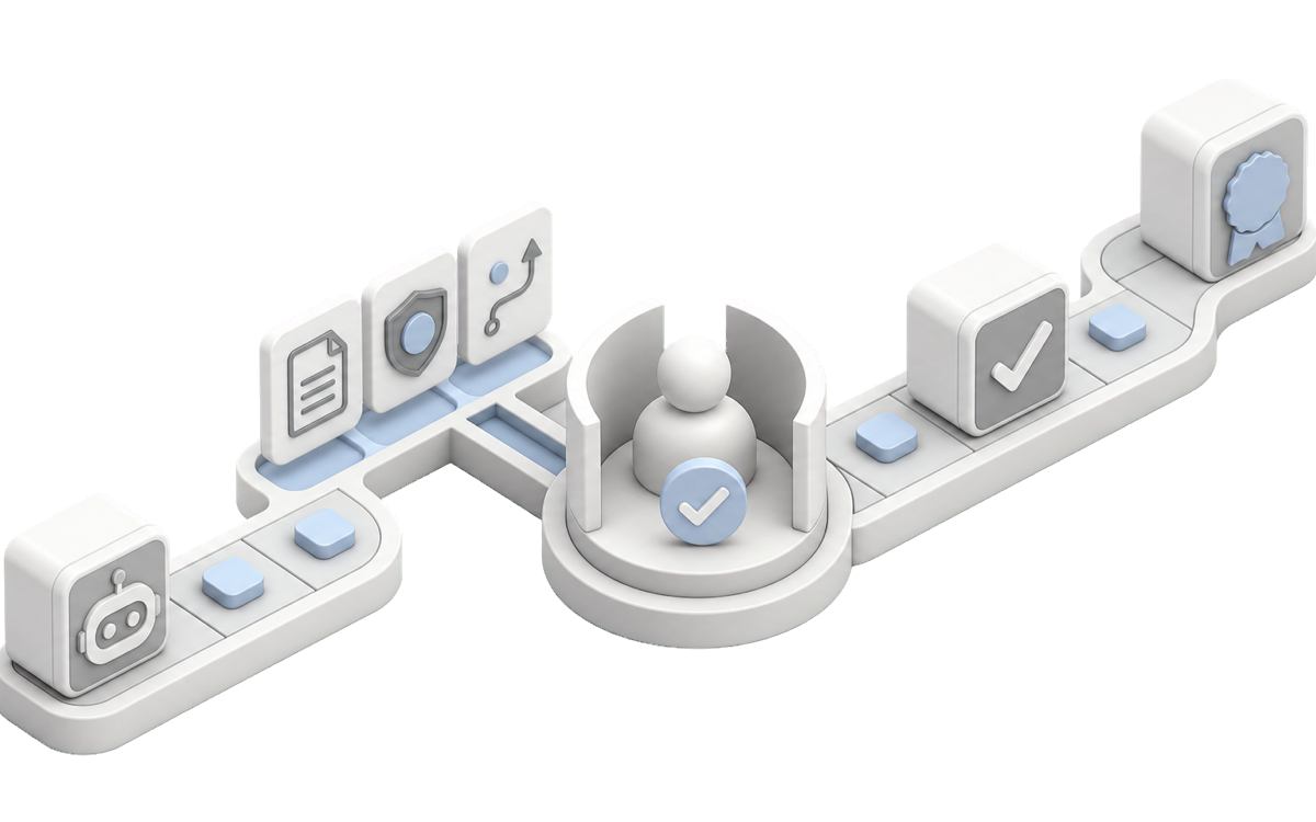 Isometric illustration for Human-in-the-loop AI automation: design the handoff, not just the agent